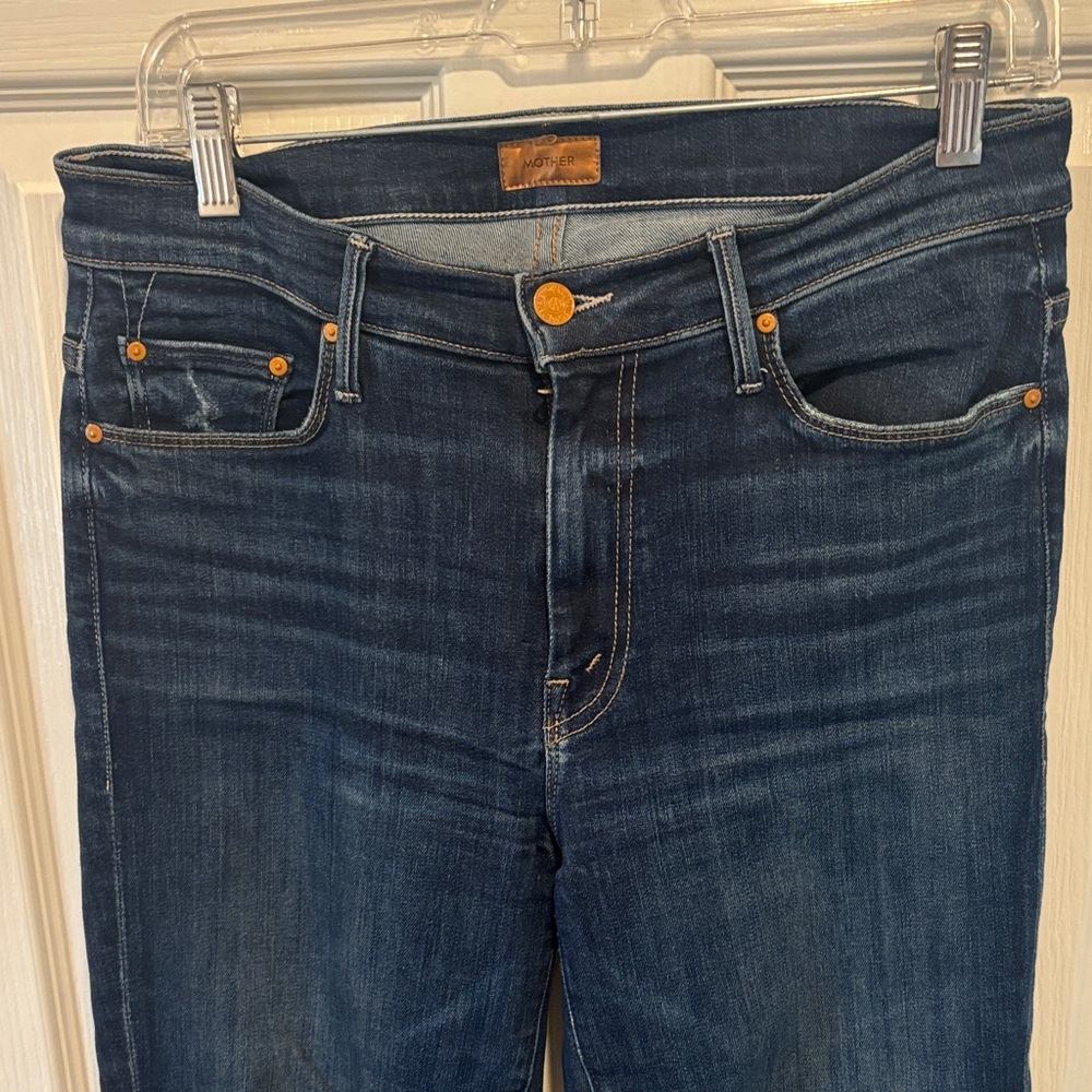 MOTHER Weekender Fray Blue Flare Jeans